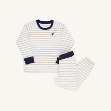 Load image into Gallery viewer, Cassidy and Gates Sweat Set - Keeneland Khaki Stripe w/ Navy
