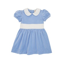 Load image into Gallery viewer, Cindy Lou Sash Dress - Beale Street Blue w/ Palmetto Pearl - Velveteen
