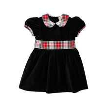 Load image into Gallery viewer, Cindy Lou Sash Dress - Newport Night w/ Keene Place Plaid - Velveteen
