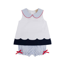 Load image into Gallery viewer, Colleen&#39;s Colorblock Set - White w/ Nantucket Navy, Periwinkle Stripe, Richmond Red
