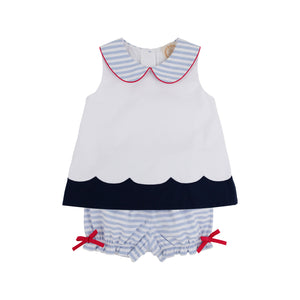 Colleen's Colorblock Set - White w/ Nantucket Navy, Periwinkle Stripe, Richmond Red