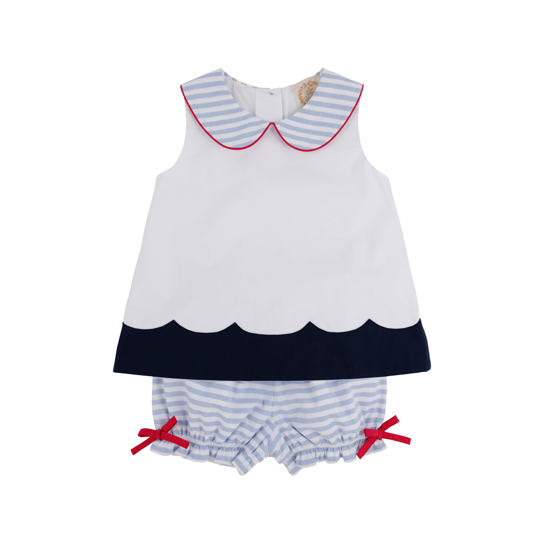 Colleen's Colorblock Set - White w/ Nantucket Navy, Periwinkle Stripe, Richmond Red