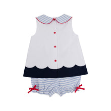 Load image into Gallery viewer, Colleen&#39;s Colorblock Set - White w/ Nantucket Navy, Periwinkle Stripe, Richmond Red
