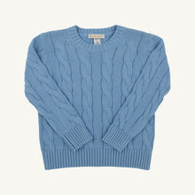 Load image into Gallery viewer, Crawford Crewneck Cable Sweater - Unisex - Sarasota Sky
