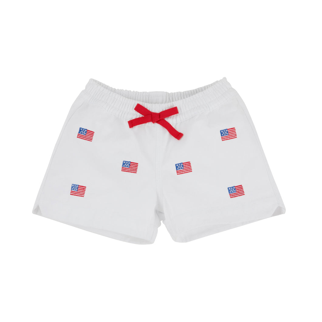 Critter Cheryl Shorts - Worth Ave White w/ Flag Embroidery - Twill