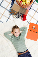 Load image into Gallery viewer, Prim &amp; Proper Polo - Grier Green &amp; Palmetto Pearl Stripe - Long Sleeve
