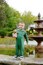 Load image into Gallery viewer, Benny Button Romper - Grier Green w/ Palmetto Pearl - Long Sleeve
