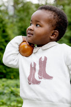 Load image into Gallery viewer, Isaac's Intarsia Sweater - Palmetto Pearl w/ Cowboy Boots Intarsia
