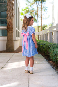 Mary Dal Dress - Barbados Blue Stripe w/ Hamptons Hot Pink - Woven