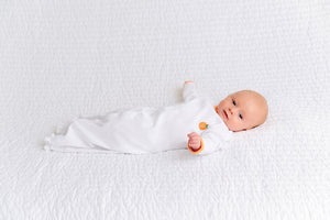 Twinkle Twinkle 2-in-1 Gown - White w/ Seashore Sherbet - Pumpkin Embroidery