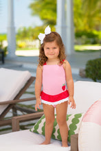 Load image into Gallery viewer, Grace Bay Bathing Suit - Hamptons Hot Pink w/ Richmond Red - Strawberry Appliqué
