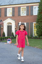 Load image into Gallery viewer, Tabitha&#39;s Teacher&#39;s Pet Dress - Richmond Red w/ Wood Boat Blue, Green, and White
