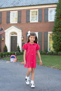Tabitha's Teacher's Pet Dress - Richmond Red w/ Wood Boat Blue, Green, and White