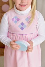 Load image into Gallery viewer, Cindy Lou Sash Dress - Palm Beach Pink w/ Palisades Purple Gingham - Sleeveless - Corduroy
