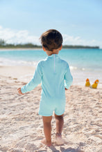 Load image into Gallery viewer, Price Pool Romper - Edisto Egg Blue w/ Grace Bay Green - Swim
