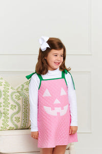 Happy Halloween Costume - Pumpkin - Hamptons Hot Pink Micro Dot w/ Kelly Green