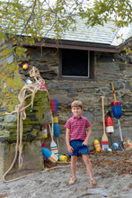 Load image into Gallery viewer, Prim &amp; Proper Polo - Richmond Red, Wood Boat Blue, &amp; Buckhead Blue Stripe
