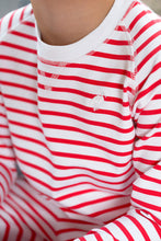 Load image into Gallery viewer, Cassidy Comfy Crewneck - Richmond Red &amp; Worth Ave White Stripe
