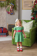 Load image into Gallery viewer, Cindy Lou Sash Dress - Kiawah Kelly Green w/ White &amp; Wilson Pier Plaid - Velveteen
