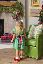 Load image into Gallery viewer, Cindy Lou Sash Dress - Kiawah Kelly Green w/ White &amp; Wilson Pier Plaid - Velveteen

