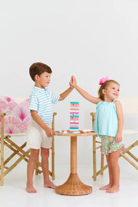 Prim & Proper Polo - Turks Teal Stripe w/ Edisto Egg Blue - Short Sleeve - Pima