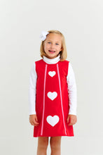 Load image into Gallery viewer, Annie Apron Dress - Richmond Red w/ Worth Ave White - Hearts
