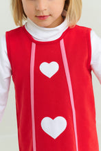 Load image into Gallery viewer, Annie Apron Dress - Richmond Red w/ Worth Ave White - Hearts
