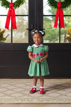 Load image into Gallery viewer, Cindy Lou Sash Dress - Kiawah Kelly Green w/ White &amp; Wilson Pier Plaid - Velveteen
