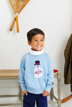 Load image into Gallery viewer, Isaac&#39;s Intarsia Sweater - Beale Street Blue w/ Snowman
