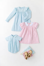 Load image into Gallery viewer, Adaire Dress - Sandpearl Pink Herringbone w/ Worth Ave White - Woven
