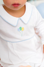 Load image into Gallery viewer, Bradford Romper - White w/ Buckhead Blue - Balloon Embroidery - Long Sleeve
