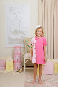 Blaire Button Dress - Palm Beach Pink & Romany Rose - Corduroy - Short Sleeve