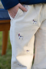 Load image into Gallery viewer, Critter Sheffield Pants - Osprey Oatmeal w/ Santa Dogs Embroidery - Corduroy
