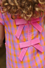 Load image into Gallery viewer, Betts Bow Dress - Autumn Punch Plaid w/ Romany Rose - Woven
