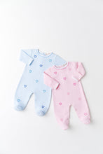 Load image into Gallery viewer, Rock Me Romper - Palm Beach Pink w/ Hearts Embroidery
