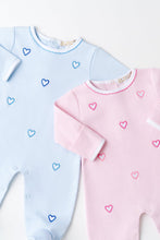 Load image into Gallery viewer, Rock Me Romper - Palm Beach Pink w/ Hearts Embroidery
