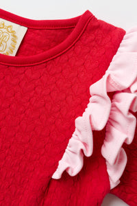 Leigh Ann Angel Sleeve Romper - Richmond Red w/ Palm Beach Pink - Quilted