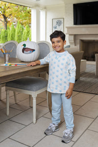Cassidy Comfy Crewneck - Vintage-Prep Pumpkin Pails - Buckhead Blue