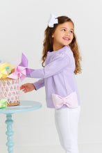 Load image into Gallery viewer, Cassidy Comfy Crewneck - Lauderdale Lavender w/ Palm Beach Pink Bow
