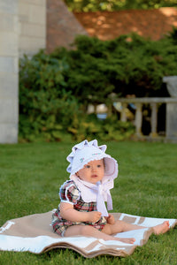 Bellefaire Bonnet - Worth Ave White w/ Holly Embroidery - Broadcloth - Eyelet