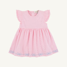 Load image into Gallery viewer, Daisy&#39;s Diaper Cover Dress - Pier Party Pink w/ Beale St. Blue Embroidery - Bows
