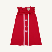Load image into Gallery viewer, Darla Dress - Richmond Red w/ Hamptons Hot Pink - Apples &amp; Bow Embroidery
