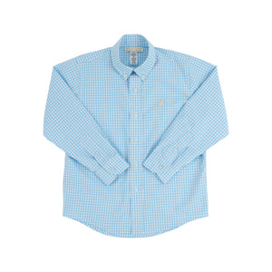 Dean's List Dress Shirt - Brookline Blue Mini Gingham w/ Keeneland Khaki