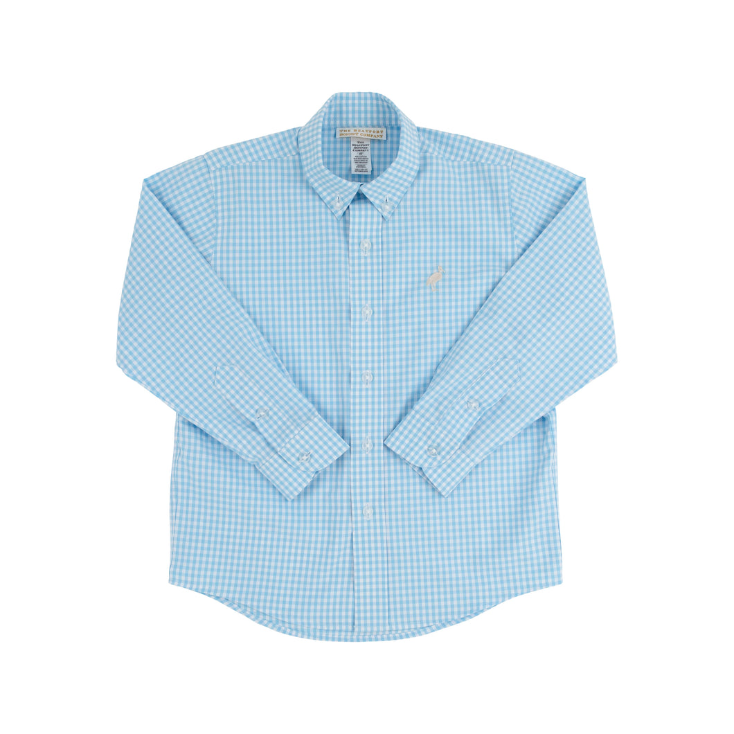 Dean's List Dress Shirt - Brookline Blue Mini Gingham w/ Keeneland Khaki