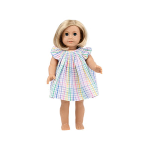 Dolly Angel Sleeve Sandy Smocked Dress - Colored Pens Plaid