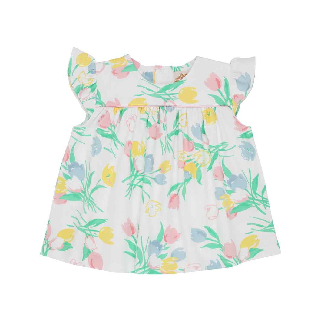 Dowell Day Top - Elizabethtown Tulips w/ Palm Beach Pink