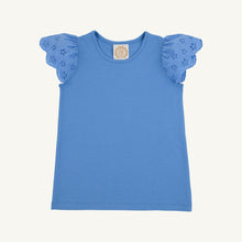 Load image into Gallery viewer, Ellen's Eyelet Top - Barbados Blue - Pima
