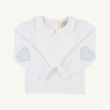 Load image into Gallery viewer, Emma's Elbow Patch Top - White w/ Old Greenwich Green - Hearts
