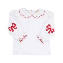 Load image into Gallery viewer, Emma&#39;s Elbow Patch Top - Worth Ave White w/ Richmond Red
