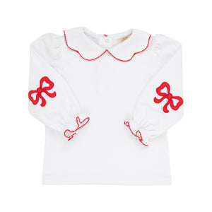 Emma's Elbow Patch Top - Worth Ave White w/ Richmond Red